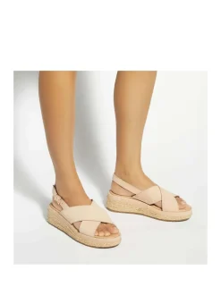 Leather Crossover Wedge Sandals