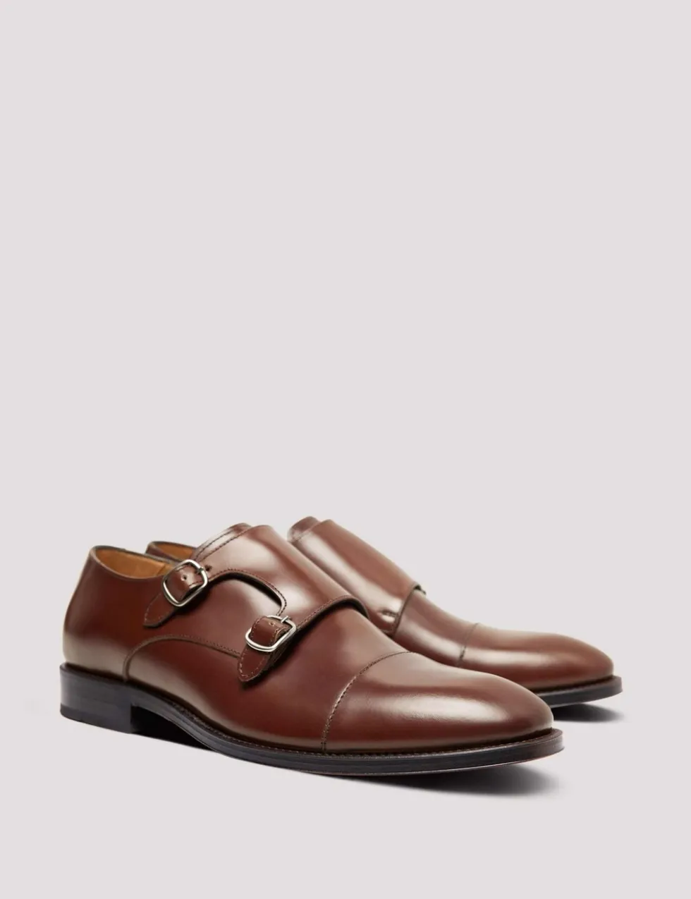 Leather Double Monk Strap Shoes