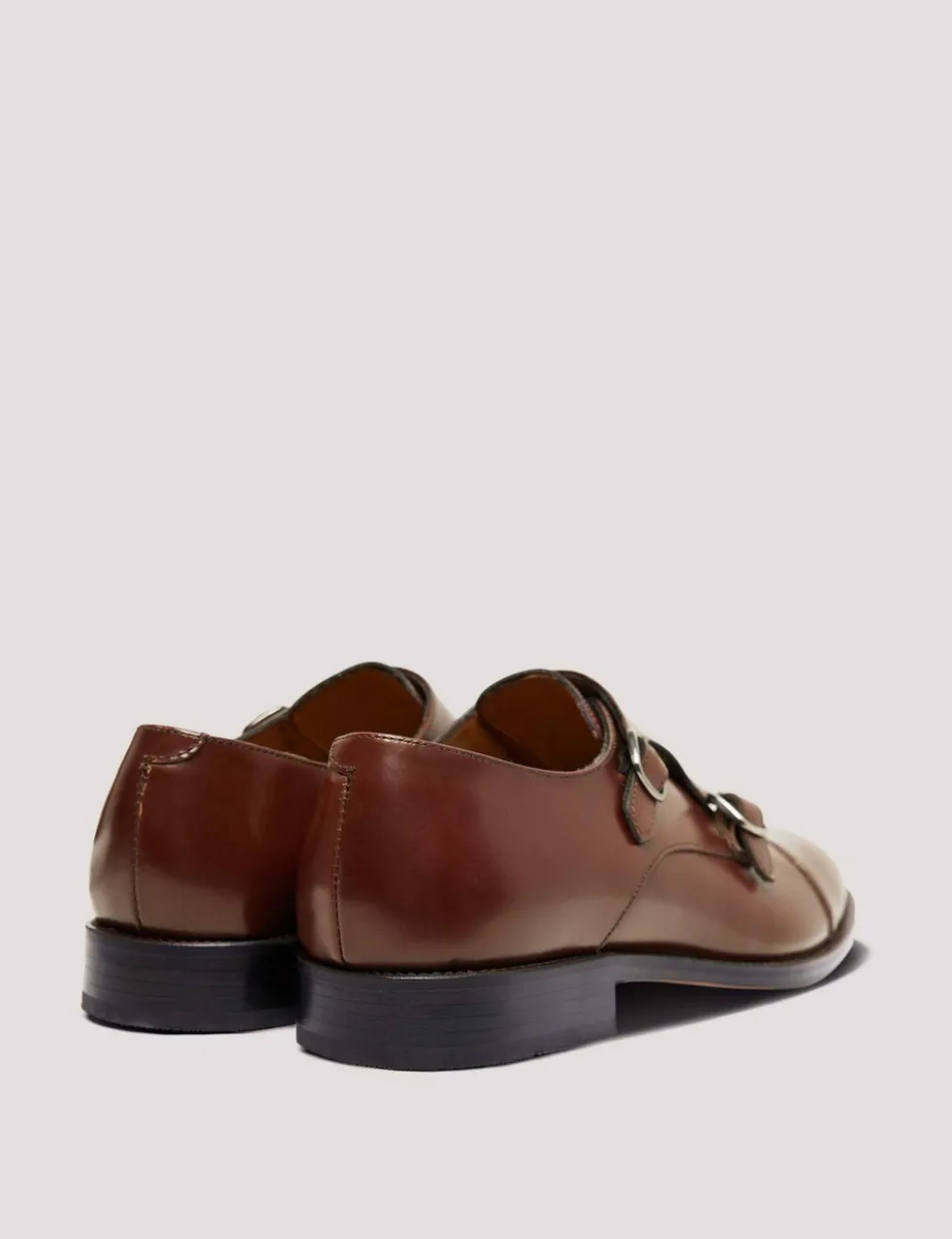 Leather Double Monk Strap Shoes