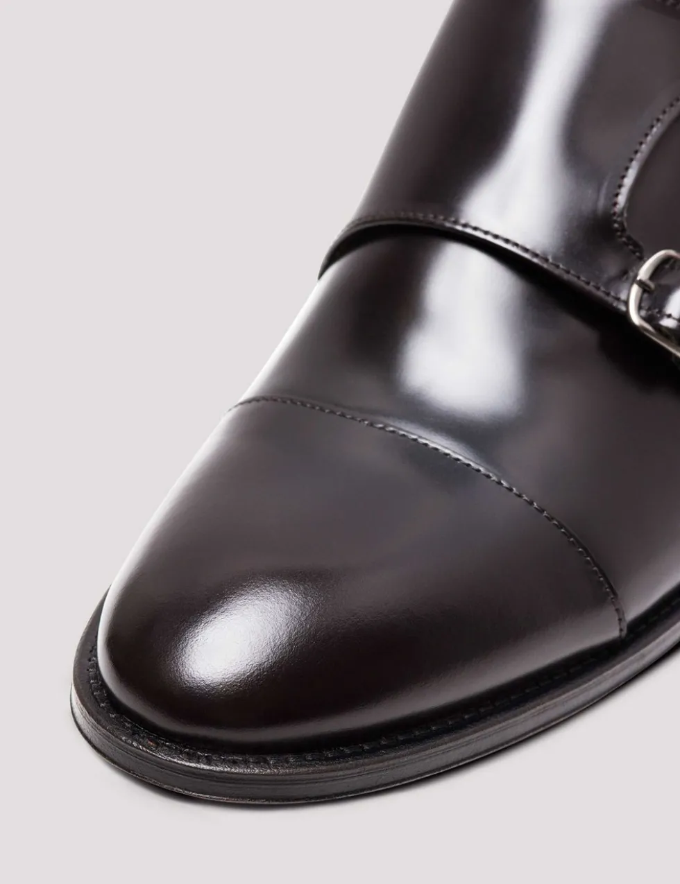 Leather Double Monk Strap Shoes