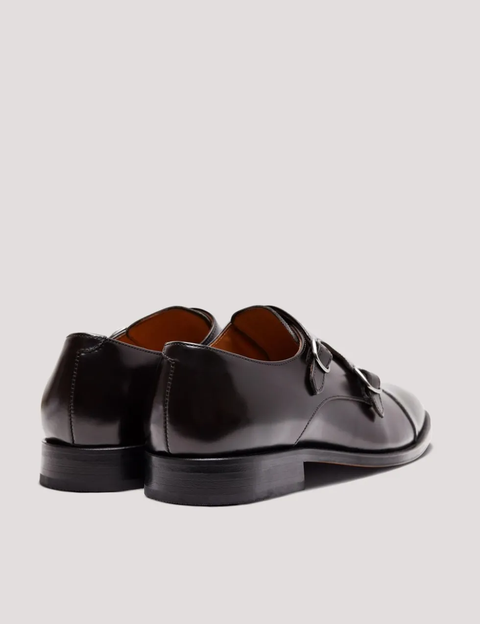 Leather Double Monk Strap Shoes