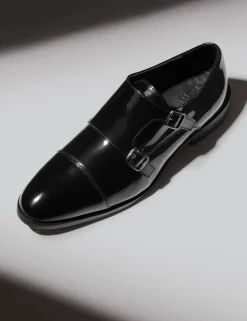 Leather Double Monk Strap Shoes