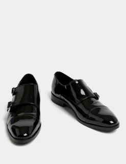 Leather Double Monk Strap Shoes