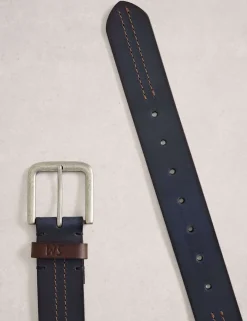 Leather Double Stitch Detail Belt