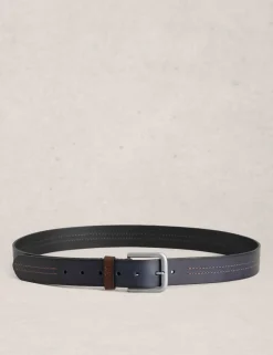 Leather Double Stitch Detail Belt