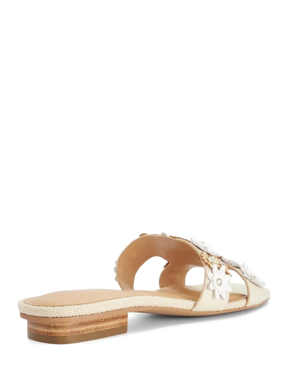 Leather Embellished Block Heel Sliders