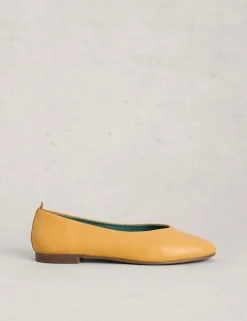 Leather Flat Ballerina Pumps