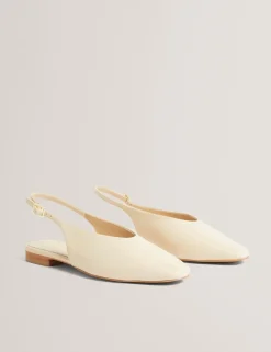 Leather Flat Chisel Toe Slingback Shoes