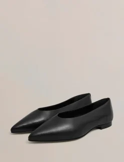 Leather Flat Pointed Ballet Pumps