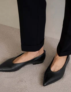Leather Flat Pointed Ballet Pumps