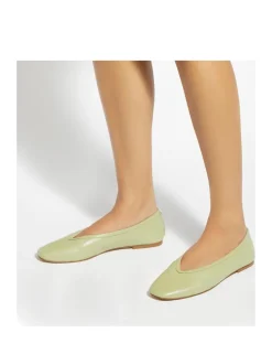 Leather Flat Round Toe Ballet Pumps