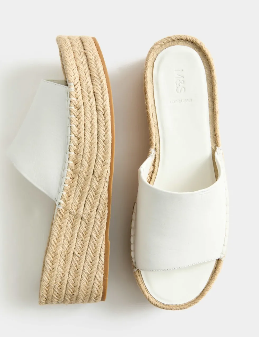 Leather Flatform Espadrille Mules
