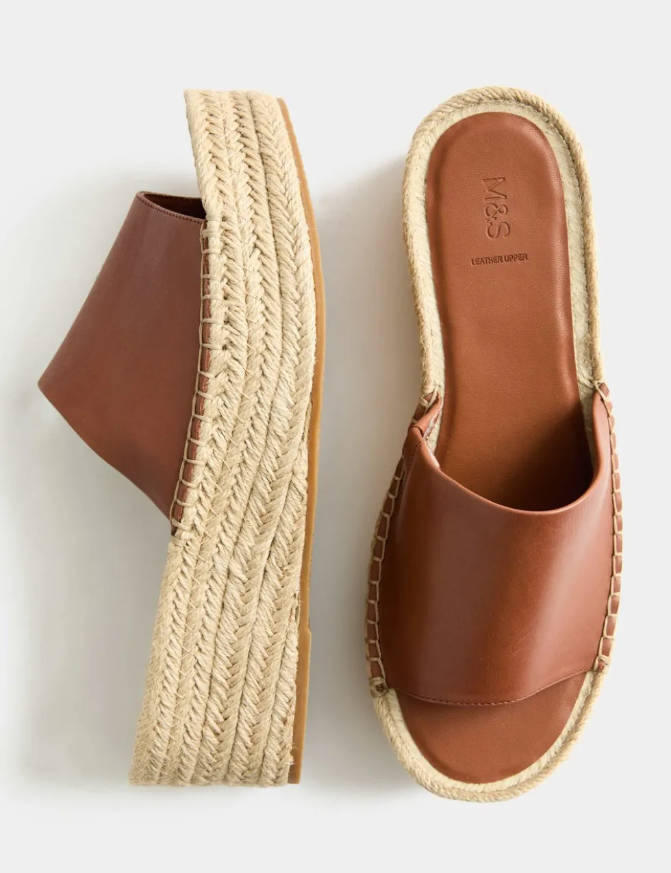 Leather Flatform Espadrille Mules