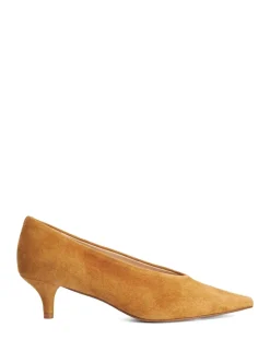 Leather Kitten Heel Pointed Court Shoes