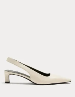 Leather Kitten Heel Slingback Shoes