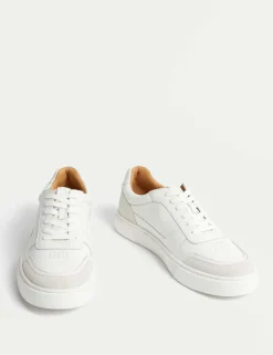Leather Lace Up Performance Trainers with Freshfeetâ„¢
