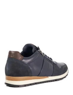 Leather Lace Up Side Zip Trainers
