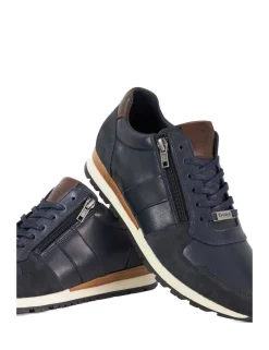Leather Lace Up Side Zip Trainers