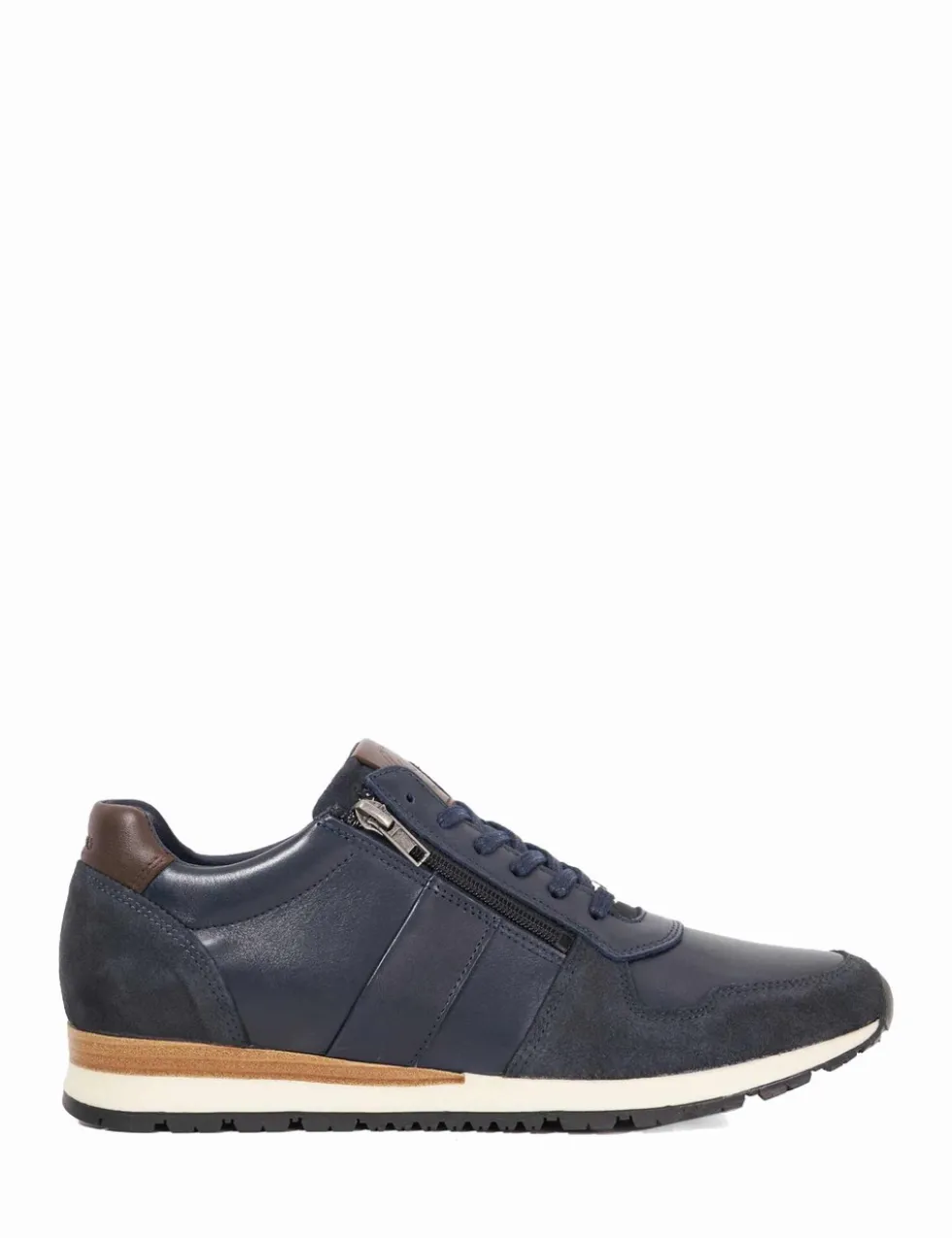 Leather Lace Up Side Zip Trainers