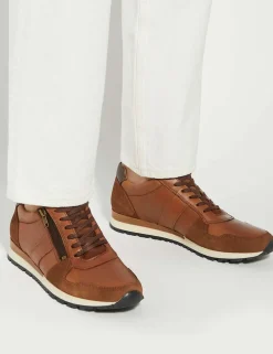 Leather Lace Up Side Zip Trainers