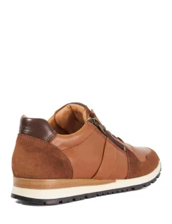 Leather Lace Up Side Zip Trainers