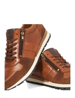 Leather Lace Up Side Zip Trainers