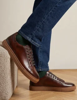 Leather Lace Up Trainers