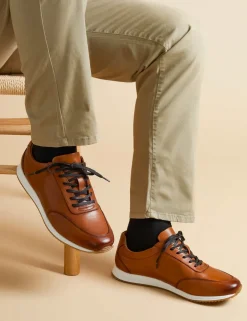 Leather Lace Up Trainers