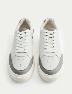 Leather Lace Up Trainers