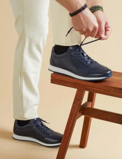 Leather Lace Up Trainers