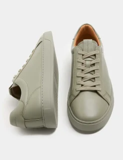 Leather Lace-Up Trainers