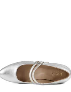 Leather Metallic Block Heel Shoes