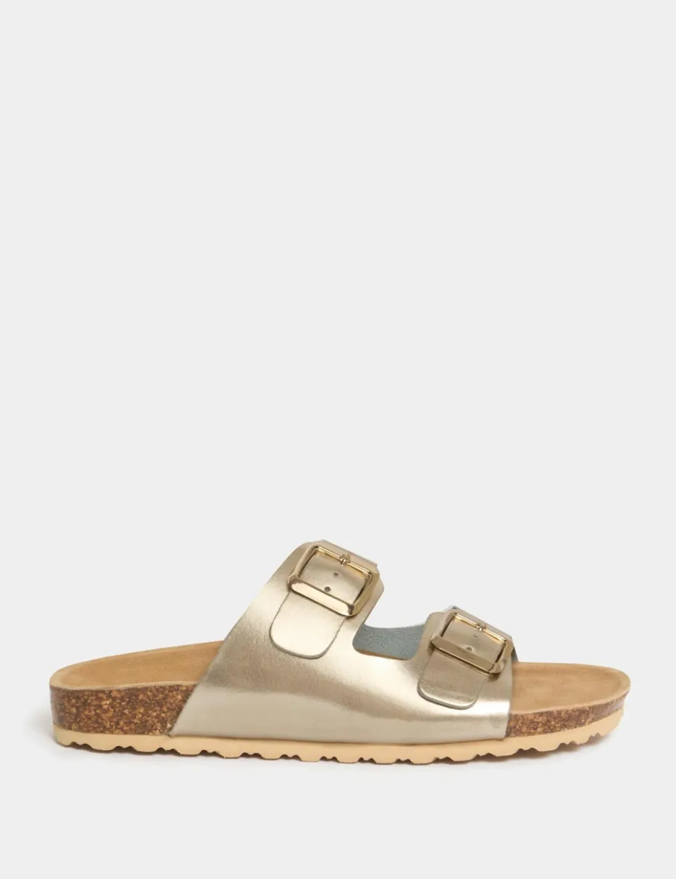 Leather Metallic Buckle Footbed Mules