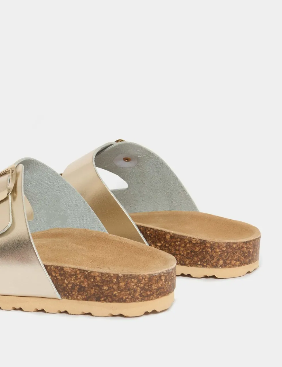 Leather Metallic Buckle Footbed Mules