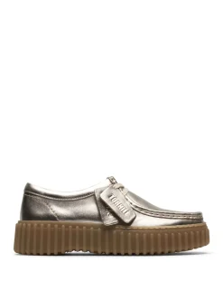 Leather Metallic Lace Up Platform Shoes
