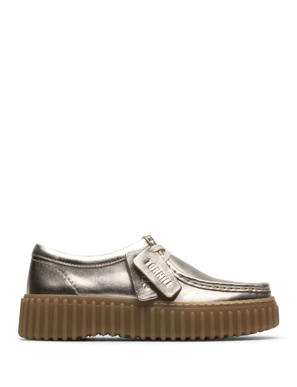 Leather Metallic Lace Up Platform Shoes