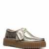 Leather Metallic Lace Up Platform Shoes