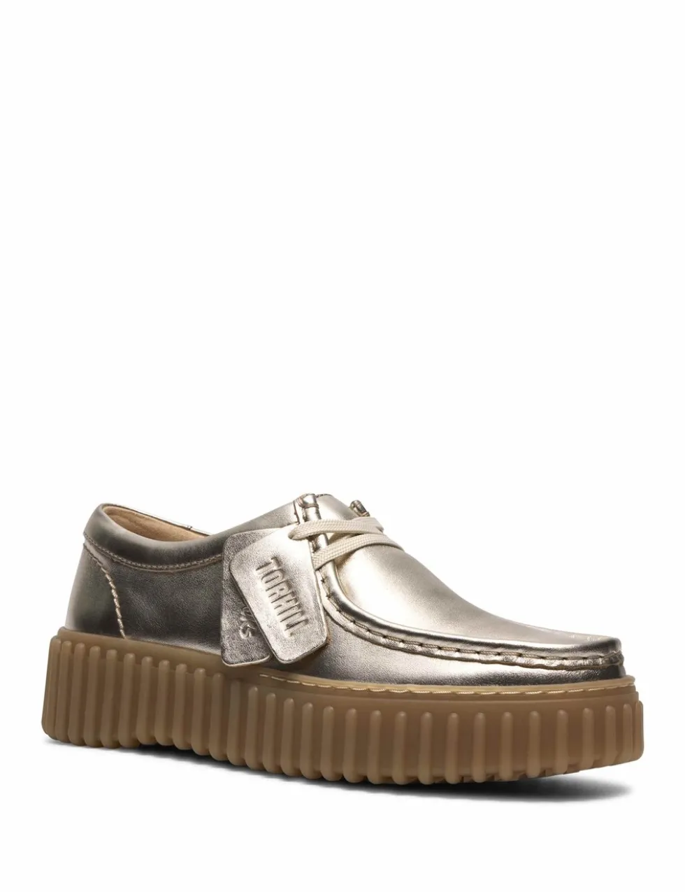 Leather Metallic Lace Up Platform Shoes