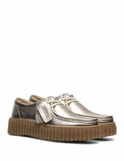 Leather Metallic Lace Up Platform Shoes