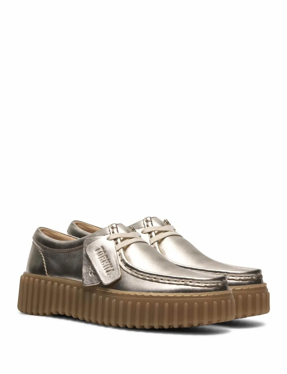 Leather Metallic Lace Up Platform Shoes