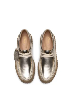 Leather Metallic Lace Up Platform Shoes