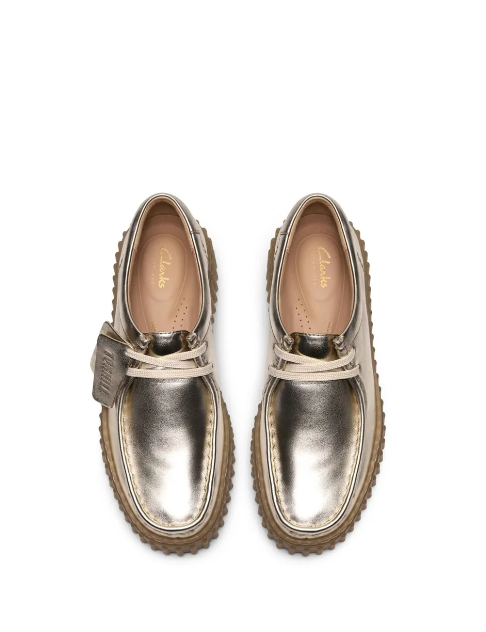 Leather Metallic Lace Up Platform Shoes