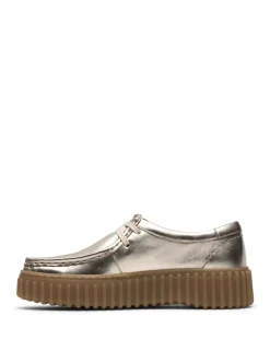Leather Metallic Lace Up Platform Shoes
