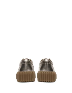Leather Metallic Lace Up Platform Shoes