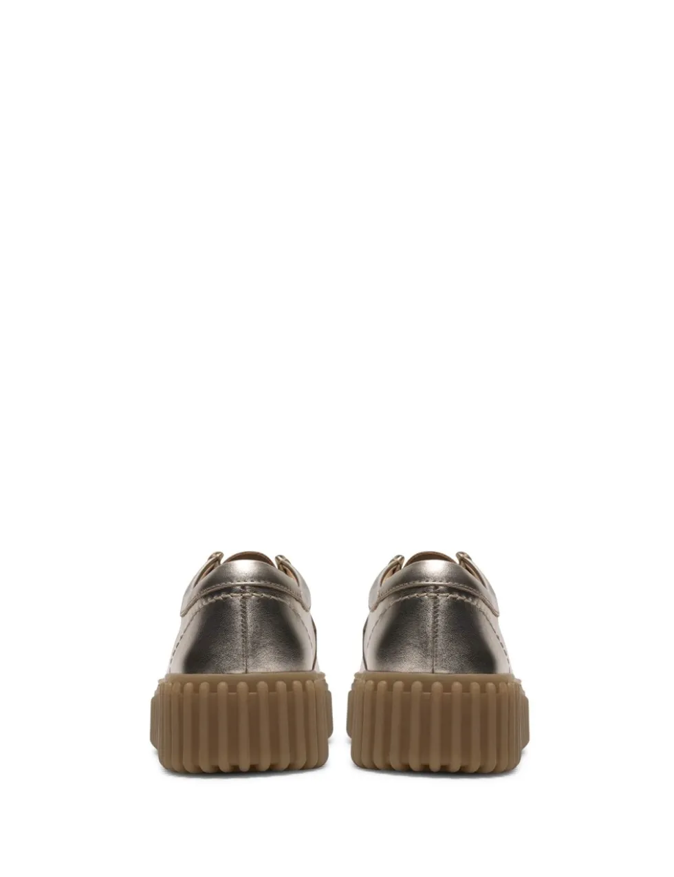 Leather Metallic Lace Up Platform Shoes