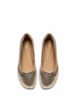Leather Metallic Slip On Ballet Pumps