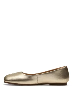 Leather Metallic Slip On Ballet Pumps
