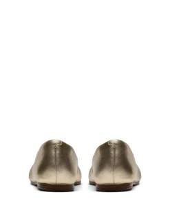 Leather Metallic Slip On Ballet Pumps