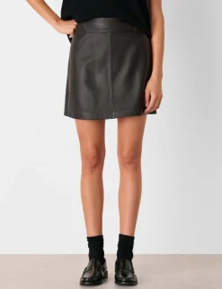 Leather Mini A-Line Skirt
