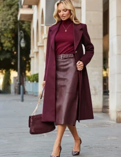 Leather Panelled Midi Pencil Skirt